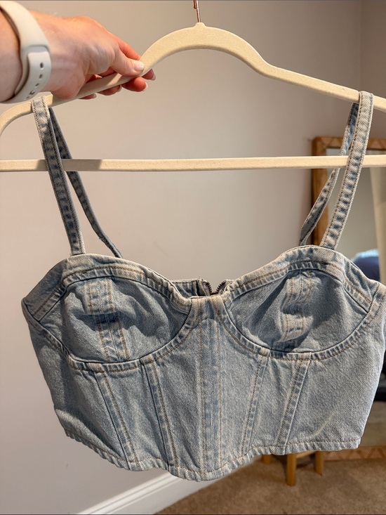 Zara Tops - Zara Light Denim Bustier Crop
